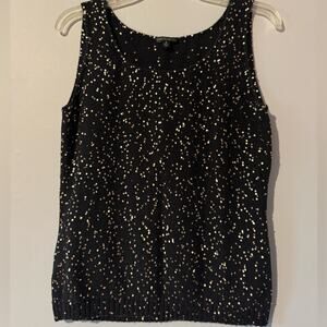 Lafayette 148 New York Black and Gold Tank Top size medium
